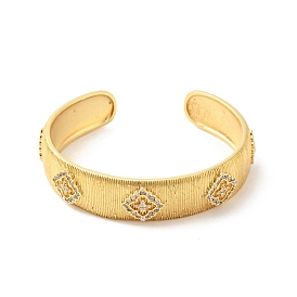 Bracelet manchette ouvert losange zircone cubique clair, bijoux en laiton pour femmes, sans cadmium et sans nickel et sans plomb