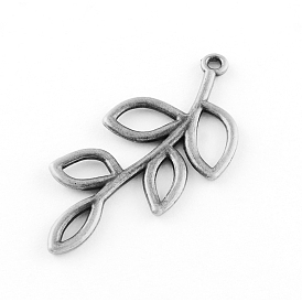 Сплавочные подвески тибетского стиля, лист, без кадмия и без свинца, 41x18.5x1.5 мм, Отверстие : 1.5 мм , около 510 шт / 1000 г