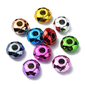 UV Plating Acrylic European Beads, Large Hole Beads, Faceted