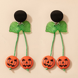 Halloween en plastique punpkin & leaf dangle boucle d'oreille en alliage boucles d'oreilles pour les femmes