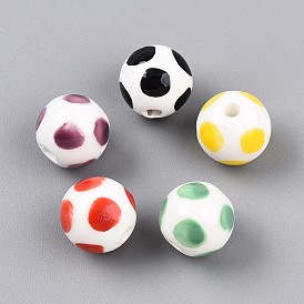 Фарфоровые бусины ручной работы, пастельный фарфор, круглый и в горошек