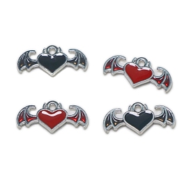 Подвески из эмали и сплава, подвеска сердце с крыльями, платина