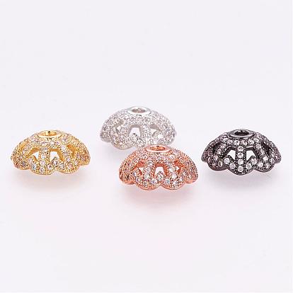 Micro cuivres ouvrent zircone cubique caps, fleur, multi-pétale