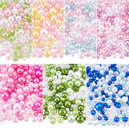 7 sacs 7 perles en plastique ABS de style, perles de culture de imitation , ronde