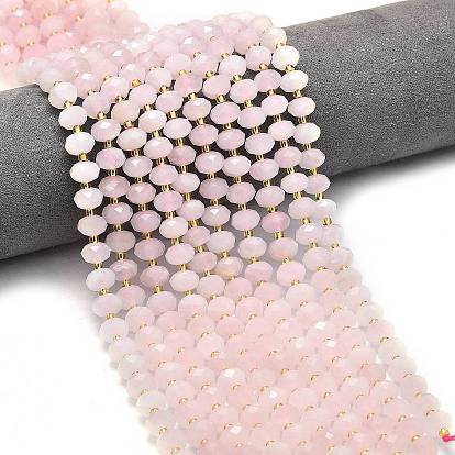 Природного розового кварца нитей бисера, граненые, рондель, с бисером