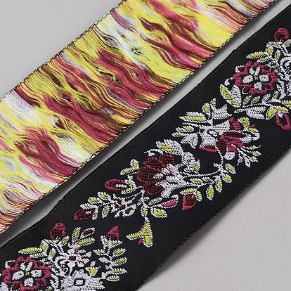 10 Yards Polyester Flower Jacquard Ribbons, for Clothing Ornament