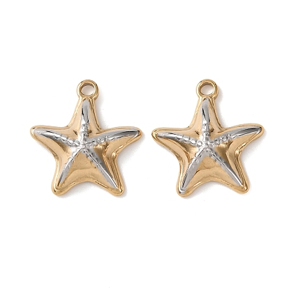 Двухцветные 304 подвески из нержавеющей стали, звезда очарование, ионное покрытие (ip), долговечный