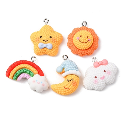 Непрозрачные подвески смолы, с платиновыми тоновыми железными петлями