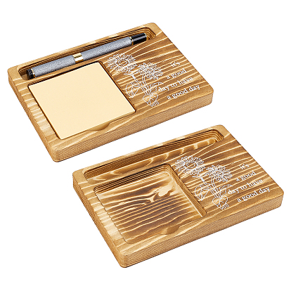 2 шт. деревянные подносы с цветочным принтом для стикеров, прямоугольные