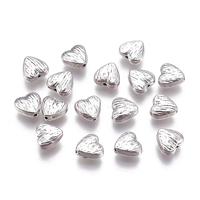 Тибетский стиль сплава сердца резные полосы бусы, без кадмия и без свинца, 8x8x4 мм, Отверстие : 1.5 мм , около 1260 шт / 1000 г