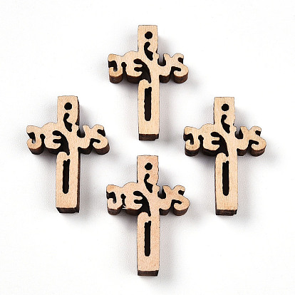Подвески из натурального дерева, окрашенные, крестик
