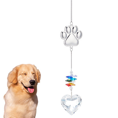 Цветное стекло k9 с ловцами солнца из сплава для подвесного украшения сада на открытом воздухе, отпечаток лапы, платина