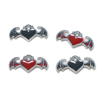 Подвески из эмали и сплава, подвеска сердце с крыльями, платина