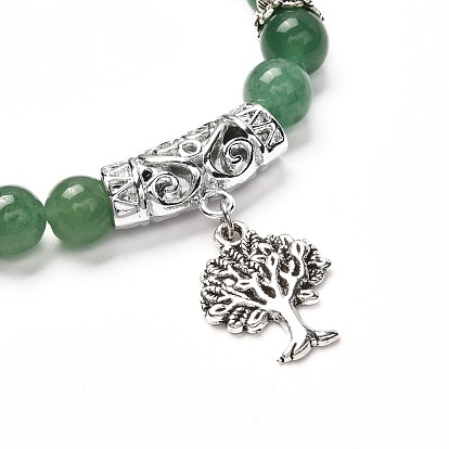 Ensemble de bracelets en pierre pour hommes femmes, Bracelets extensibles en jaspe de sang de dragon naturel et fleur amazonite et aventurine verte, bracelets arbre de vie de style tibétain