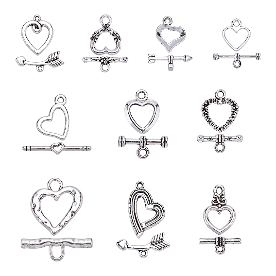 Tibetan Style Alloy Heart Toggle Clasps
