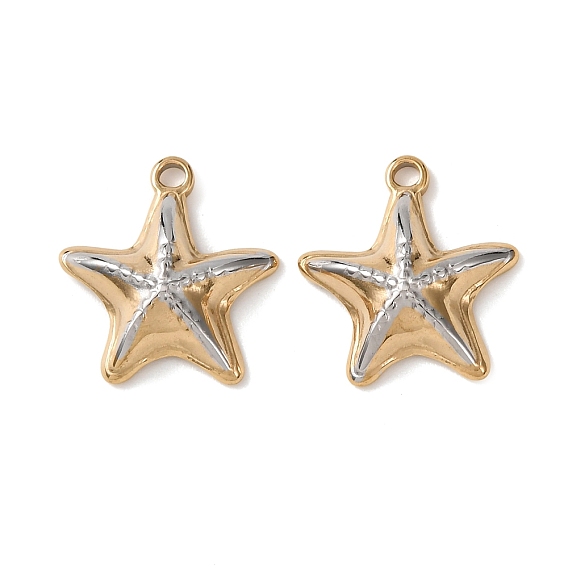 Двухцветные 304 подвески из нержавеющей стали, звезда очарование, ионное покрытие (ip), долговечный