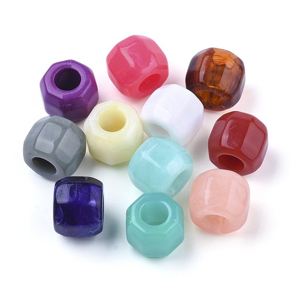 Acrylic Beads, Imitation Gemstone Style, Two Tone Color, Eight Prism