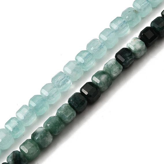 Бусины из натурального белого нефрита, окрашенные, граненый стол, вырезанный куб