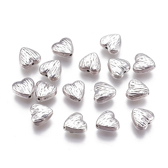 Тибетский стиль сплава сердца резные полосы бусы, без кадмия и без свинца, 8x8x4 мм, Отверстие : 1.5 мм , около 1260 шт / 1000 г