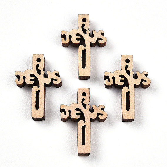 Подвески из натурального дерева, окрашенные, крестик