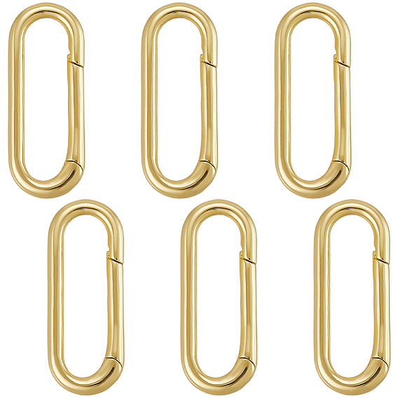 6шт. латунные пружинные кольца-затворы, долговечный, без кадмия и без свинца, стойки покрытие, овальные