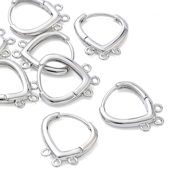 SHEGRACE Brass Hoop Earrings Findings, Cadmium Free & Nickel Free & Lead Free, with 3 Loop