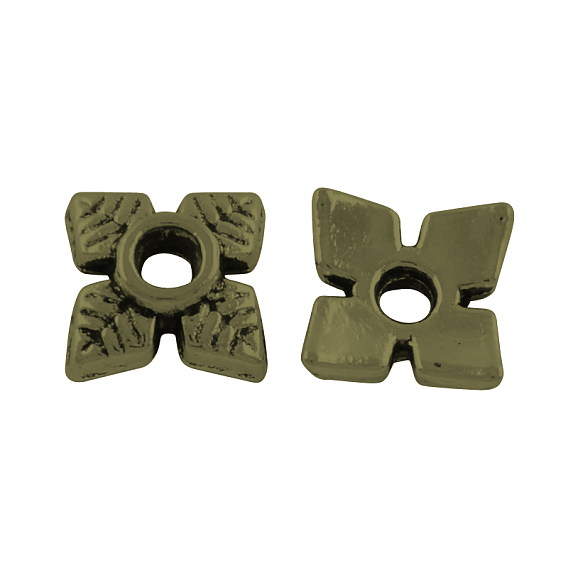 4 -petal тибетском стиле сплава крышки шарика,, без кадмия и без свинца, цветок, 6x6x2 мм, Отверстие : 2 мм , около 4166 шт / 1000 г