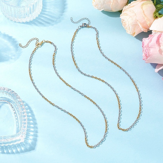 2 шт. 2 цвета два тона 304 ожерелья из текстурированной нержавеющей стали с цепочкой