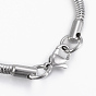 304 Stainless Steel Charm Bracelets, for Bracelet Making, Flat Round with Flower