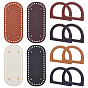 4Pcs 4 Colors PU Leather Oval Bottom, for Knitting Bag, Women Bags Handmade DIY Accessories, with 8Pcs 4 Colors Wooden D Shaped Bag Handles Replacement