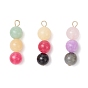 3 шт. 3 стили крашеный натуральный малайзийский нефрит и розовый кварц и черный оникс (окрашенный и нагретый) и лабрадорит круглые бусины подвески, с 304 петлями из нержавеющей стали, разноцветные