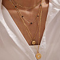 Minimalist and Chic Angel Black Bead Geometric 4-Layer Necklace in Alloy