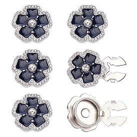 6 gemelos de aleación de diamantes de imitación, con esmalte, flor
