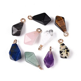 Природные и синтетические Gemstone подвески, полигон прелести, с железными петлями, граненые