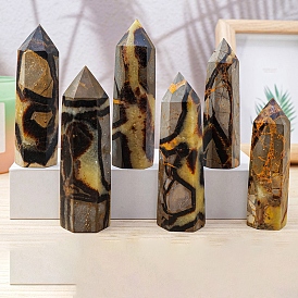 Natural Beetle Stone Sculpture, Healing Stone Wands, for Home Office Desk Decorations, Hexagon Prism