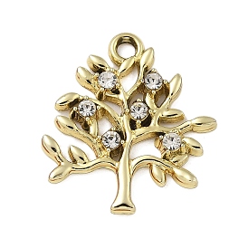 Alloy Rhinestone Pendants, UV Plated, Tree