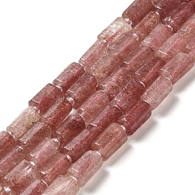 Naturel de fraise de quartz brins de perles, avec des perles de rocaille, facette, colonne