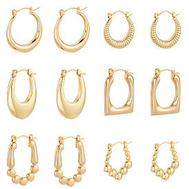 6 пары 6 стиль 304 серьги-кольца из нержавеющей стали для женщин, ионное покрытие (ip)