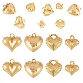 8 шт. 4 стили подвески в форме сердца из латуни, стойки покрытие, долговечный, без кадмия и без свинца