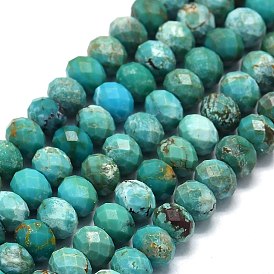 Natural HuBei Turquoise Beads Strands, Faceted, Rondelle
