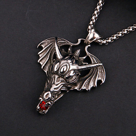 Дракон с крылом 304 ожерелья из нержавеющей стали с рубиновыми стразами для мужчин