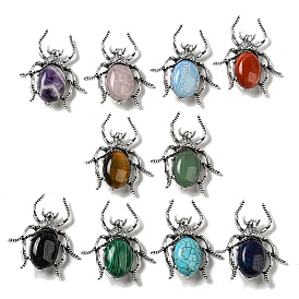 Dual-use Items Alloy Spider Brooch, with Gemstone, Antique Silver