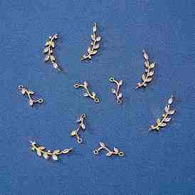 10Pcs Leaf Cubic Zirconia Charms, Brass Charm, for Jewelry Necklace Earring Making Crafts