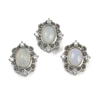 Латунные многорядные звенья из натурального белого африканского опала, овальные