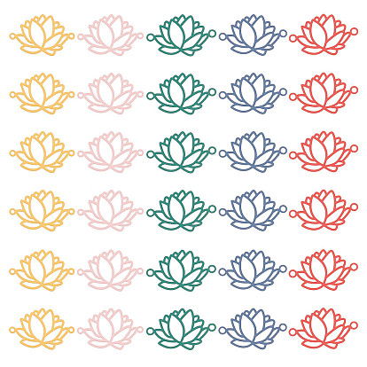 50 шт. 5 цвета, окрашенные распылением 201 подвески из нержавеющей стали, гравированные металлические украшения, лотос