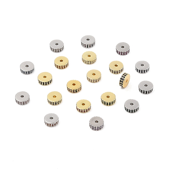 Стойки обшивки латунь микро проложить кубического циркония бусы, долговечный, без свинца и без кадмия, Плоский круглый / диск, настоящее 18k позолоченное/настоящее платиновое покрытие