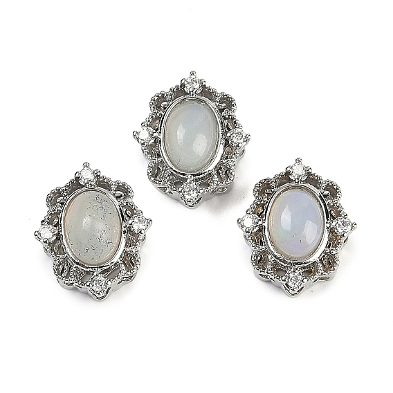 Латунные многорядные звенья из натурального белого африканского опала, овальные