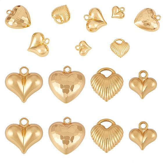 8 шт. 4 стили подвески в форме сердца из латуни, стойки покрытие, долговечный, без кадмия и без свинца