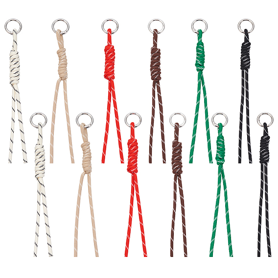 12 шт. 6 Цвета полиэстеровые подвесные украшения, для украшения сумки, с литыми пружинными кольцами