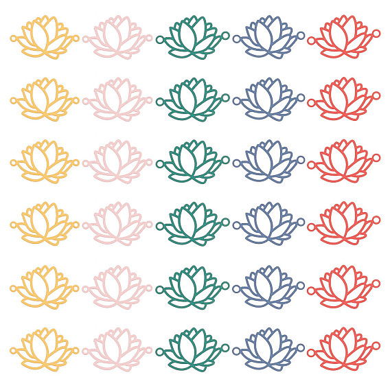 50 шт. 5 цвета, окрашенные распылением 201 подвески из нержавеющей стали, гравированные металлические украшения, лотос